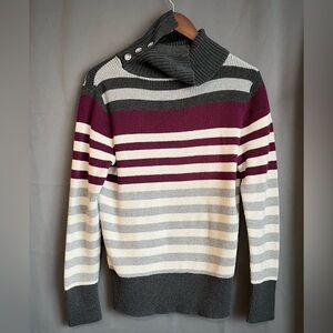 Eddie Bauer - Cowl Neck - Striped Sweater - Large